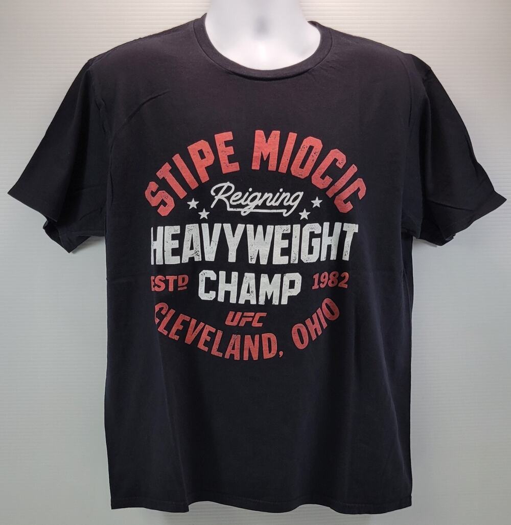 B) Fanatics Stipe Miocic UFC Heavyweight Champion Black Cotton T-Shirt